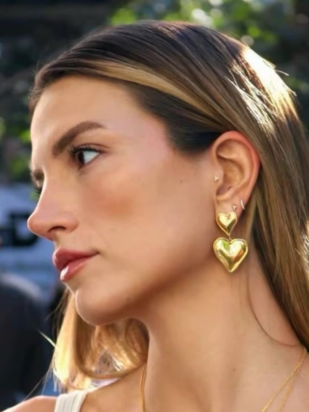 18K Gold Plated Heart Drop Earrings